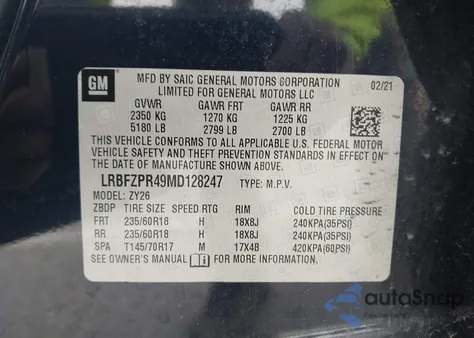 2021 Buick Envision Awd Essence from USA, damaged, VIN LRBFZPR49MD128247